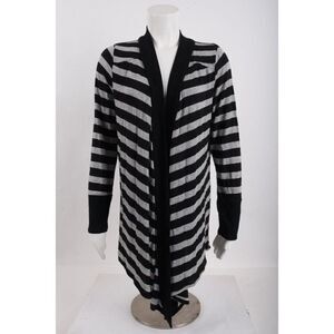 Glam Womens Black Metallic Striped Long Sleeve Cardigan Sweater Sz US Large